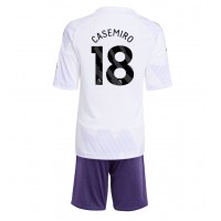 Stroje piłkarskie Manchester United Casemiro #18 Koszulka Wyjazdowej dla dzieci 2025-26 Krótki Rękaw (+ szorty)